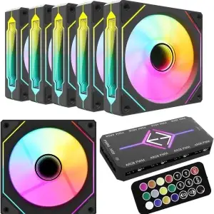 6-Pack 120mm ARGB PWM PC Case Fans with Hub and Remote