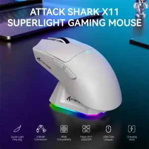 ATTACK SHARK X11 Lightweight Wireless RGB Gaming Mouse
