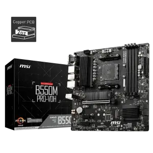 MSI B550M PRO-VDH Micro-ATX Motherboard - AMD AM4, Ryzen 5000/4000/3000 Ready
