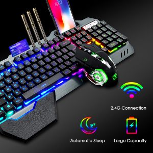 K680 Wireless Gaming Keyboard and Mouse Combo, Keyboard with Rechargeable 3800mAh Battery Metal Panel - Thumbnail Image 10