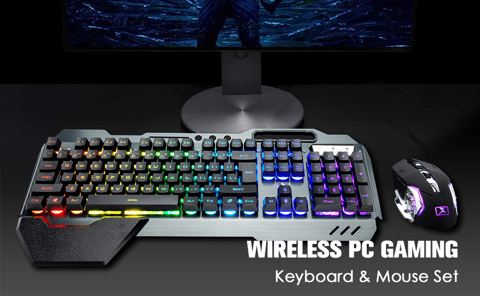 K680 Wireless Gaming Keyboard and Mouse Combo, Keyboard with Rechargeable 3800mAh Battery Metal Panel - Image 9