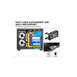 DIYPC IDX4-MicroATX-ARGB Black USB3.0/ Type C Tempered Glass Micro ATX Gaming - Thumbnail Image 6