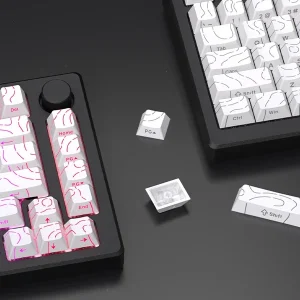 98 Key White Topographic 4.0 PBT Keycaps Double Shot Side Print Shine - Thumbnail Image 24