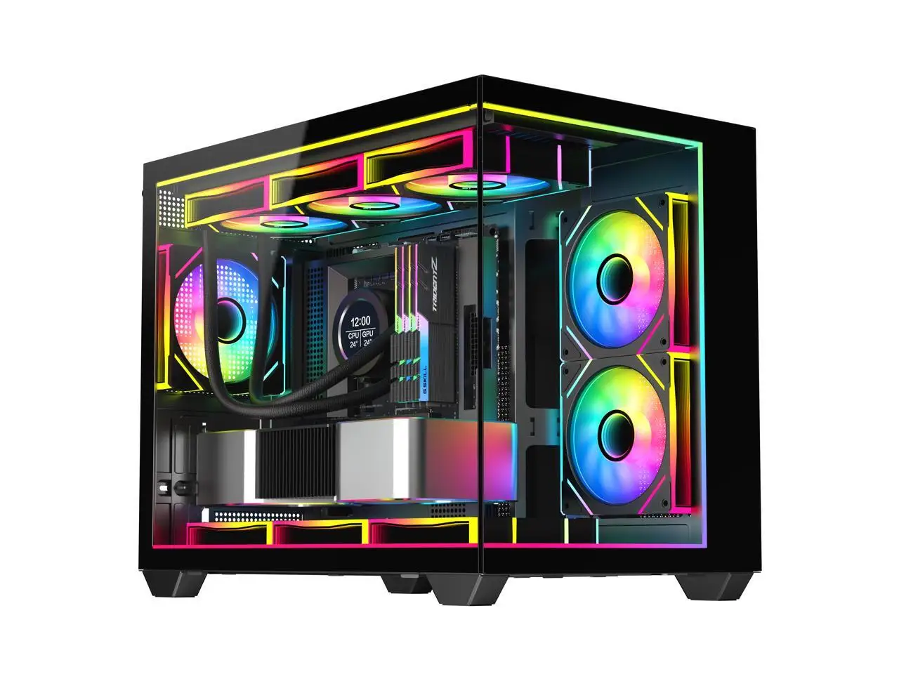 DIYPC IDX4-MicroATX-ARGB Black USB3.0/ Type C Tempered Glass Micro ATX Gaming - Image 1