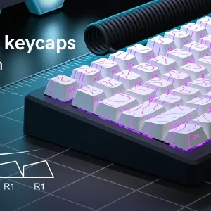 98 Key White Topographic 4.0 PBT Keycaps Double Shot Side Print Shine - Thumbnail Image 27