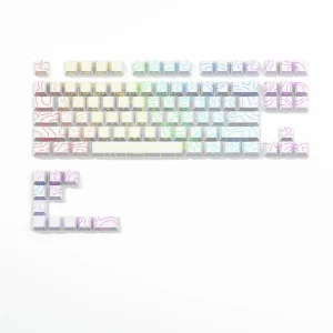 98 Key White Topographic 4.0 PBT Keycaps Double Shot Side Print Shine - Thumbnail Image 13
