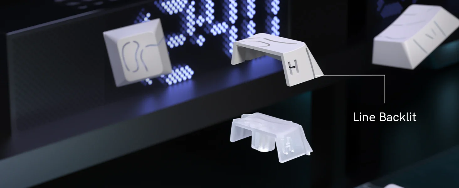 98 Key White Topographic 4.0 PBT Keycaps Double Shot Side Print Shine - Image 23