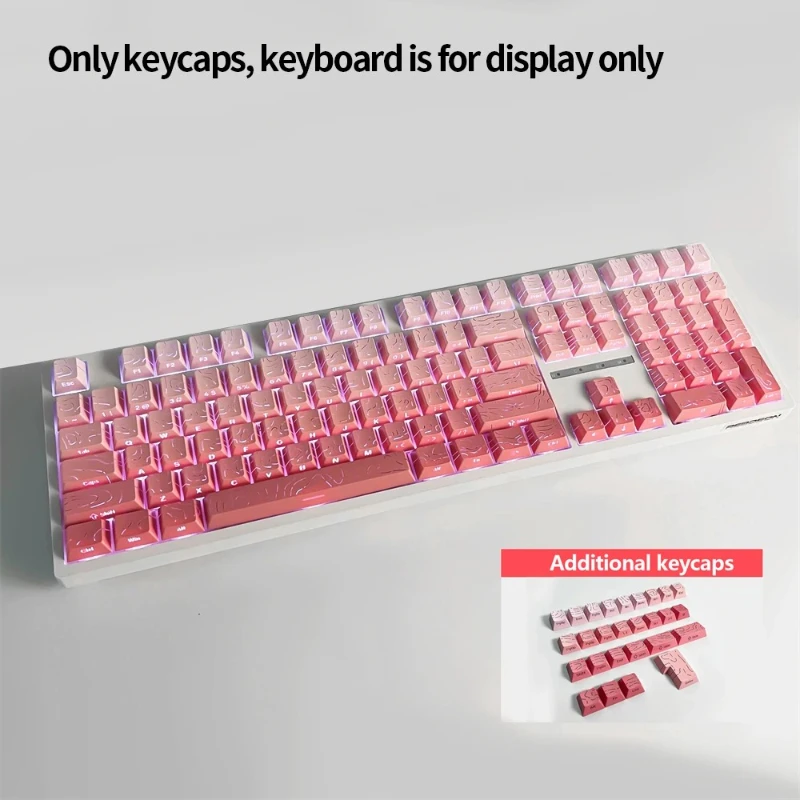 98 Key White Topographic 4.0 PBT Keycaps Double Shot Side Print Shine - Image 8