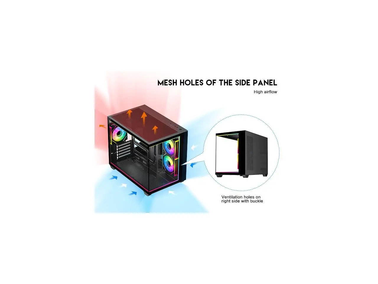DIYPC IDX4-MicroATX-ARGB Black USB3.0/ Type C Tempered Glass Micro ATX Gaming - Image 8