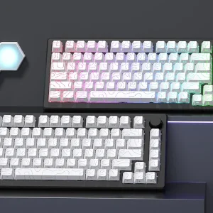 98 Key White Topographic 4.0 PBT Keycaps Double Shot Side Print Shine - Thumbnail Image 25