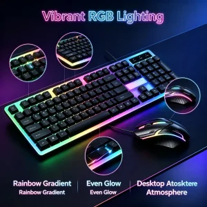 Wired USB Backlit Keyboard and Mouse Combo - Thumbnail Image 13