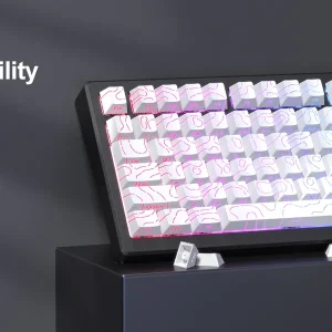 98 Key White Topographic 4.0 PBT Keycaps Double Shot Side Print Shine - Thumbnail Image 26