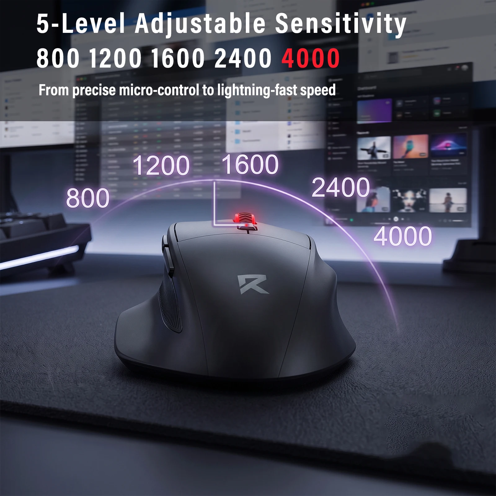 FocusOnPC 2.4GHz Wireless Gaming Mouse, 6 Programmable Buttons, Adjustable Up to 4000 Max DPI - Image 6
