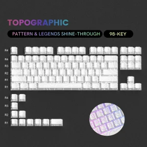 98 Key White Topographic 4.0 PBT Keycaps Double Shot Side Print Shine - Thumbnail Image 2