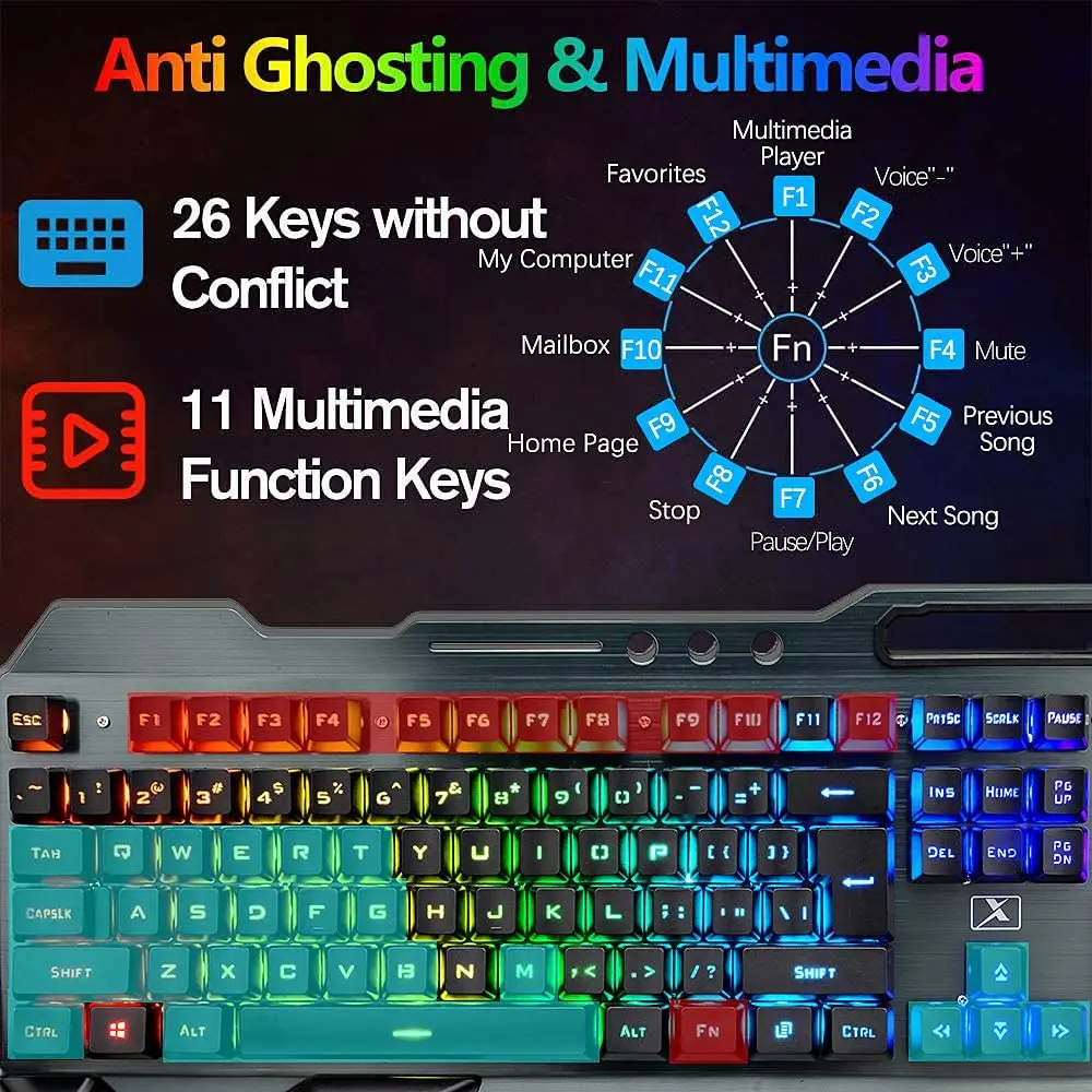 K680 Wireless Gaming Keyboard and Mouse Combo, Keyboard with Rechargeable 3800mAh Battery Metal Panel - Image 5