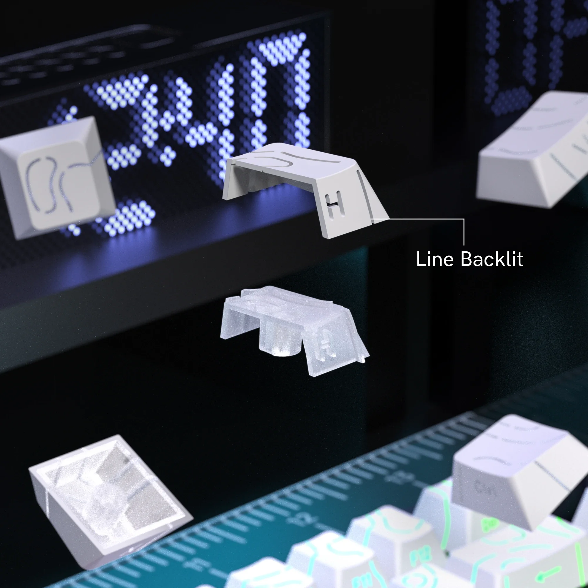 98 Key White Topographic 4.0 PBT Keycaps Double Shot Side Print Shine - Image 6