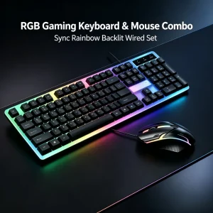 Wired USB Backlit Keyboard and Mouse Combo - Thumbnail Image 2