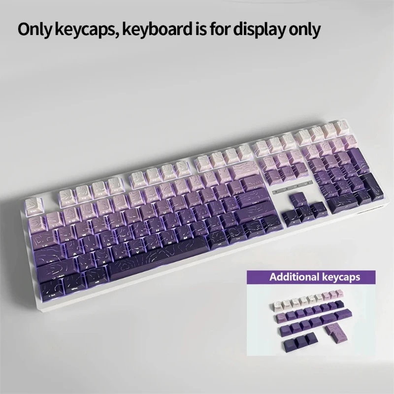 98 Key White Topographic 4.0 PBT Keycaps Double Shot Side Print Shine - Image 7
