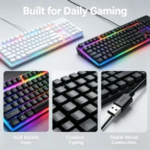 Wired USB Backlit Keyboard and Mouse Combo - Thumbnail Image 16