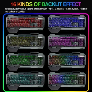 K680 Wireless Gaming Keyboard and Mouse Combo, Keyboard with Rechargeable 3800mAh Battery Metal Panel - Thumbnail Image 3