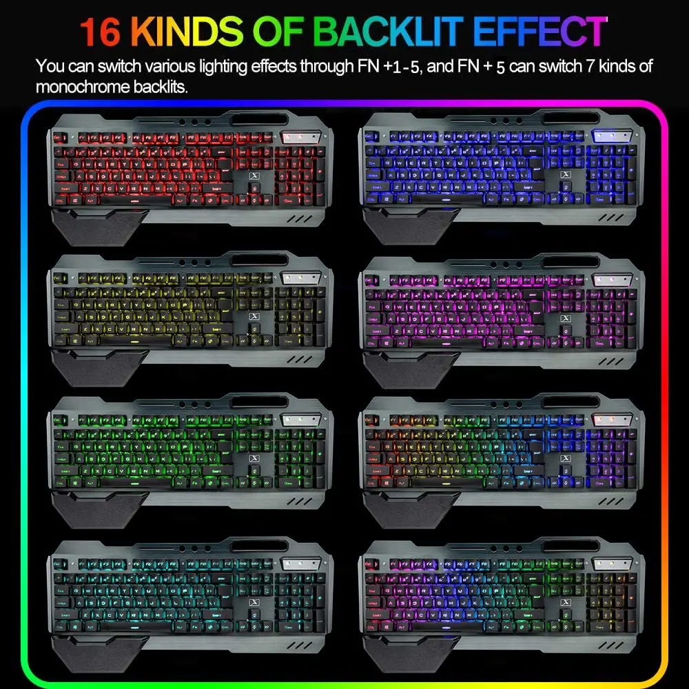 K680 Wireless Gaming Keyboard and Mouse Combo, Keyboard with Rechargeable 3800mAh Battery Metal Panel - Image 3