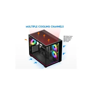 DIYPC IDX4-MicroATX-ARGB Black USB3.0/ Type C Tempered Glass Micro ATX Gaming - Thumbnail Image 7