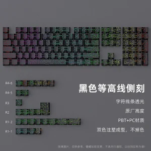 98 Key White Topographic 4.0 PBT Keycaps Double Shot Side Print Shine - Thumbnail Image 17