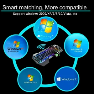 K680 Wireless Gaming Keyboard and Mouse Combo, Keyboard with Rechargeable 3800mAh Battery Metal Panel - Thumbnail Image 7
