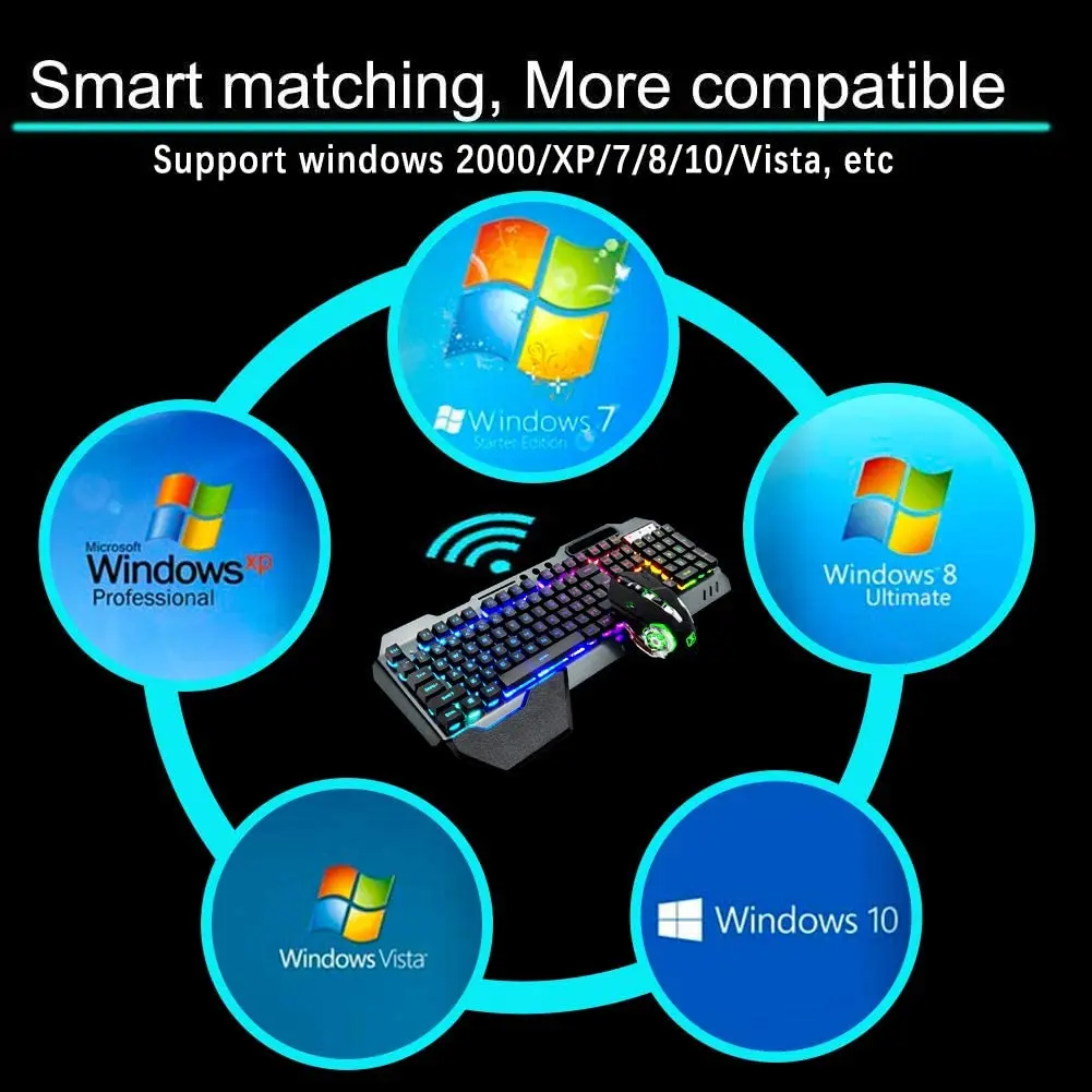 K680 Wireless Gaming Keyboard and Mouse Combo, Keyboard with Rechargeable 3800mAh Battery Metal Panel - Image 7