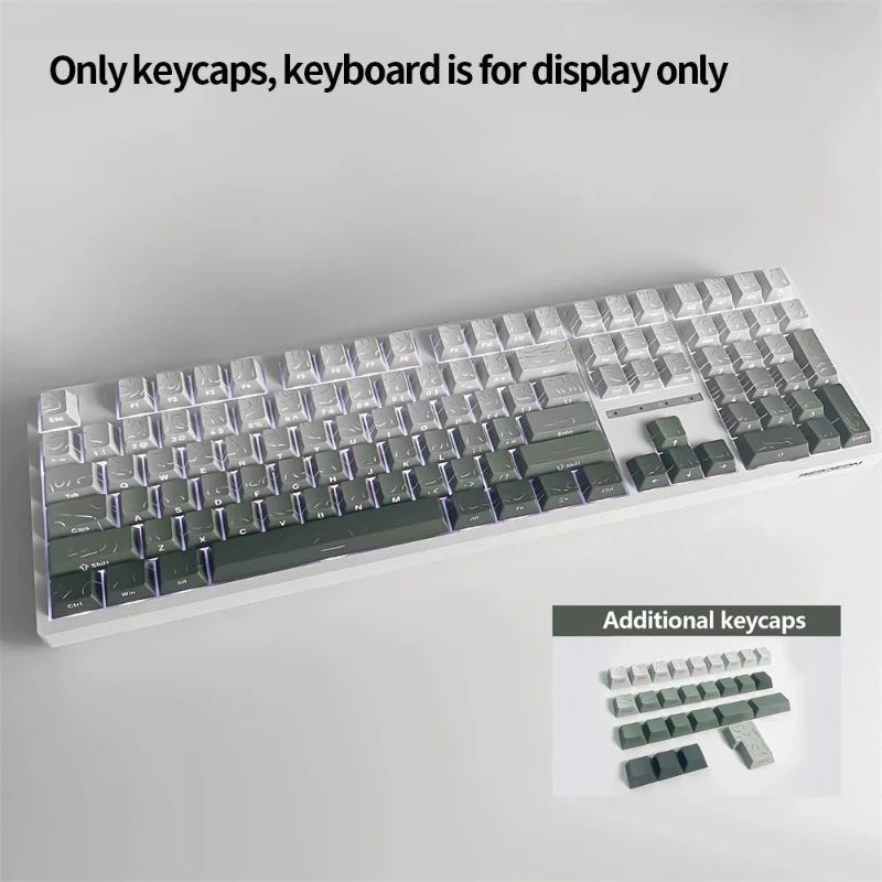 98 Key White Topographic 4.0 PBT Keycaps Double Shot Side Print Shine - Image 9