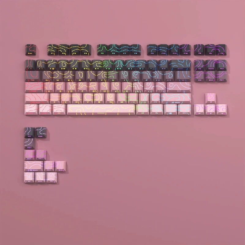 98 Key White Topographic 4.0 PBT Keycaps Double Shot Side Print Shine - Image 15