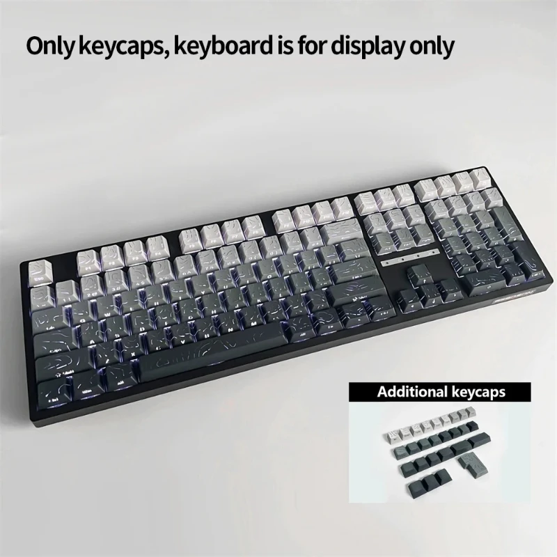 98 Key White Topographic 4.0 PBT Keycaps Double Shot Side Print Shine - Image 19