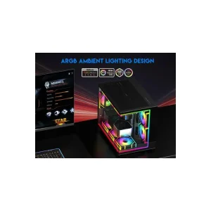 DIYPC IDX4-MicroATX-ARGB Black USB3.0/ Type C Tempered Glass Micro ATX Gaming - Thumbnail Image 2