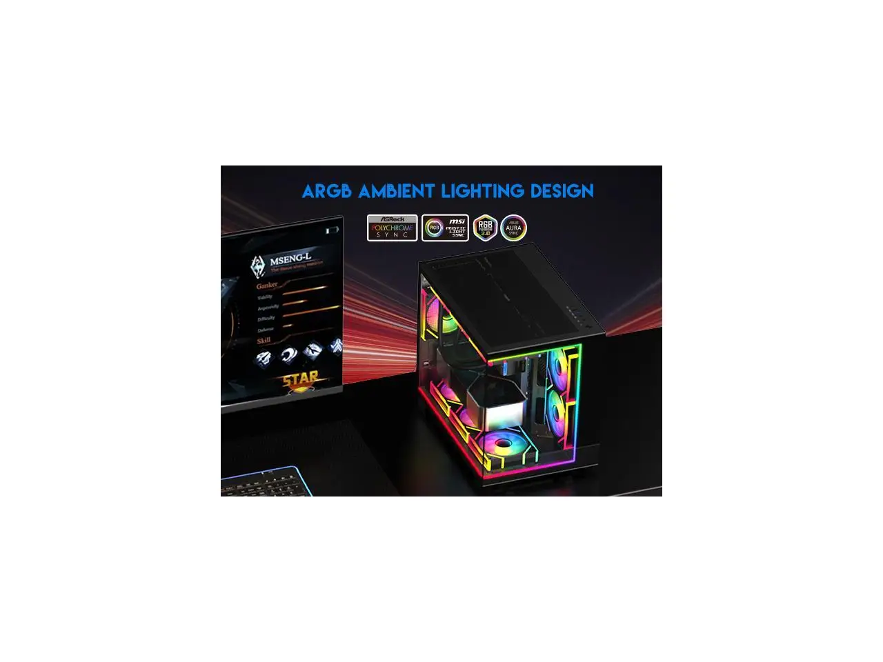 DIYPC IDX4-MicroATX-ARGB Black USB3.0/ Type C Tempered Glass Micro ATX Gaming - Image 2