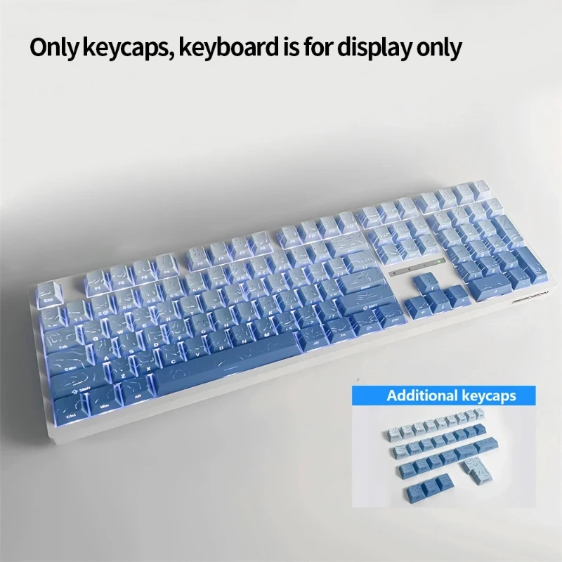 98 Key White Topographic 4.0 PBT Keycaps Double Shot Side Print Shine - Image 21