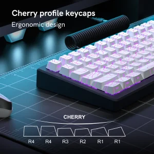 98 Key White Topographic 4.0 PBT Keycaps Double Shot Side Print Shine - Thumbnail Image 4