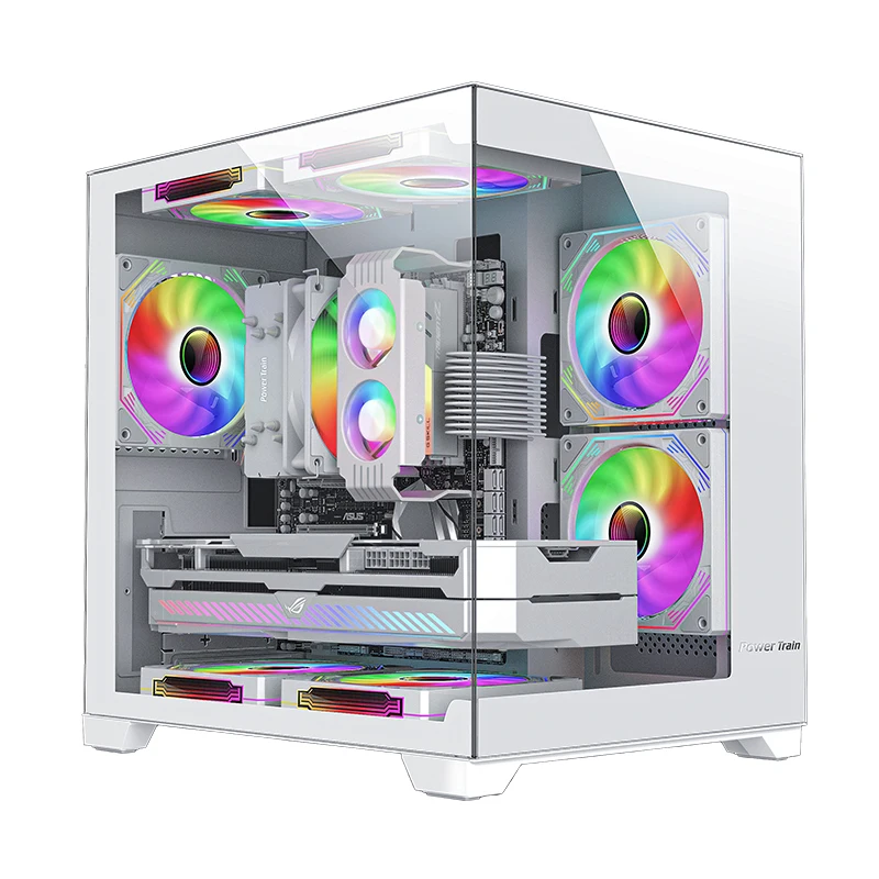 Power Train Coloured Glaze PC Case Sea View Room 270° Full View - Image 5