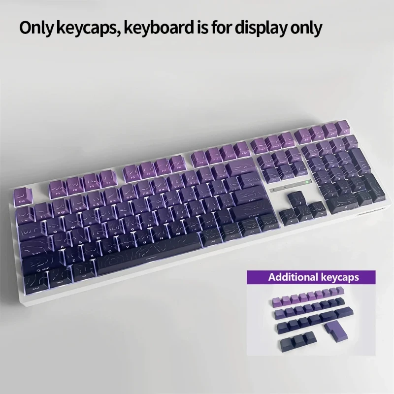98 Key White Topographic 4.0 PBT Keycaps Double Shot Side Print Shine - Image 10