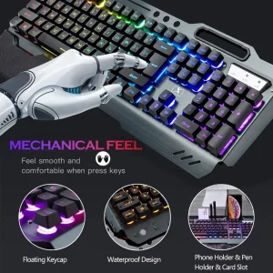 K680 Wireless Gaming Keyboard and Mouse Combo, Keyboard with Rechargeable 3800mAh Battery Metal Panel - Thumbnail Image 6