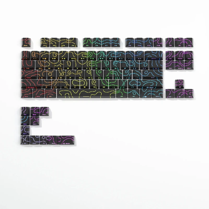 98 Key White Topographic 4.0 PBT Keycaps Double Shot Side Print Shine - Image 14