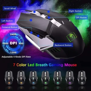 K680 Wireless Gaming Keyboard and Mouse Combo, Keyboard with Rechargeable 3800mAh Battery Metal Panel - Thumbnail Image 4