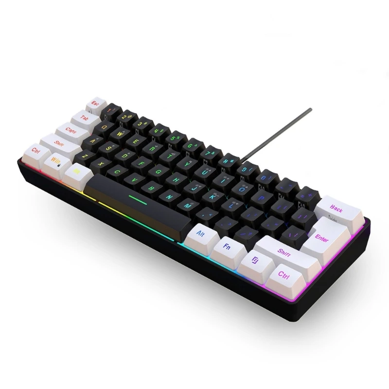 USB Wired Gaming Keyboard 61 Keys Compact Mini Office Keyboard for PC and Desktop Computer - Image 1