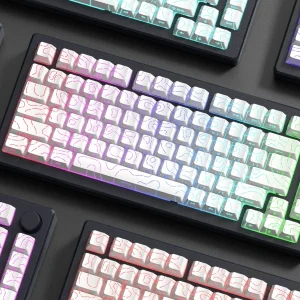 98 Key White Topographic 4.0 PBT Keycaps Double Shot Side Print Shine - Thumbnail Image 29