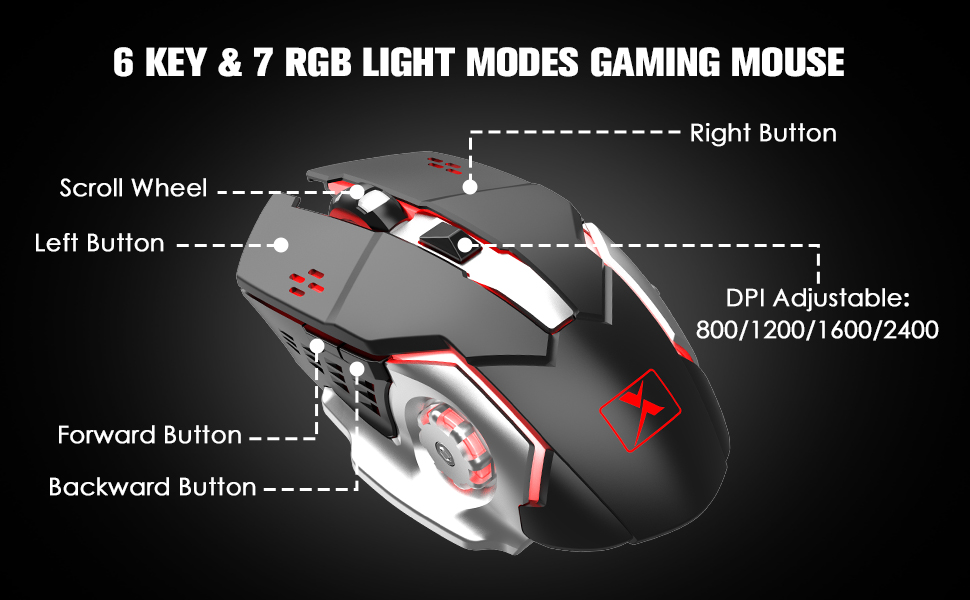 K680 Wireless Gaming Keyboard and Mouse Combo, Keyboard with Rechargeable 3800mAh Battery Metal Panel - Image 14